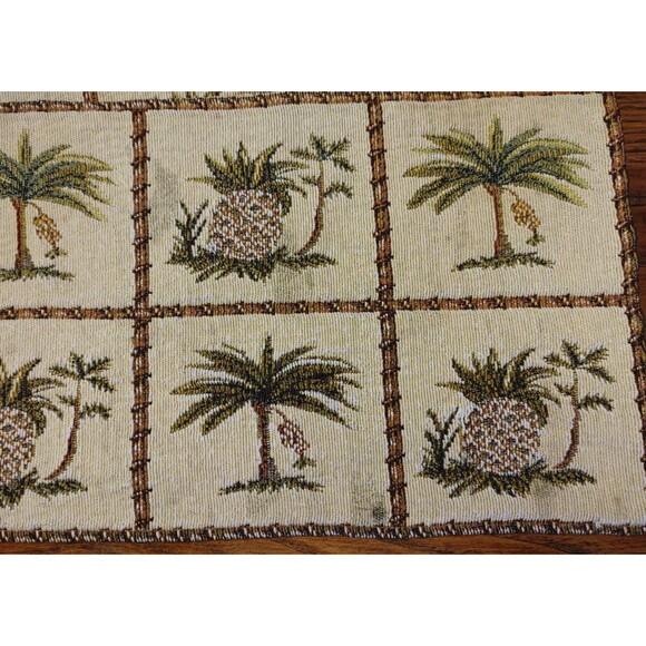 Distressed TAPESTRY Tropical Palm tree And Pineapple Placemats Set of 4 READ - Picture 5 of 6